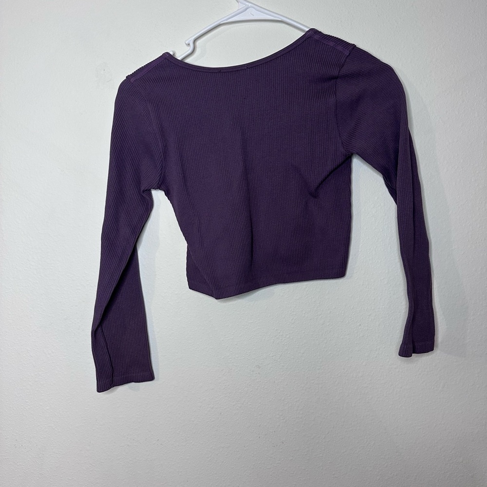 Zara Deep Purple Long Sleeve Crop Top - Picture 3 of 3